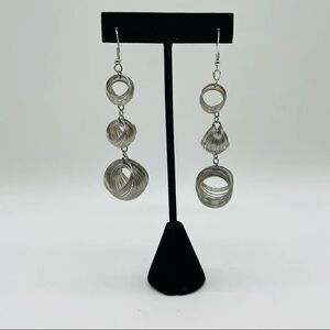 Vintage Silver Metal Wire Spring Dangle Earrings